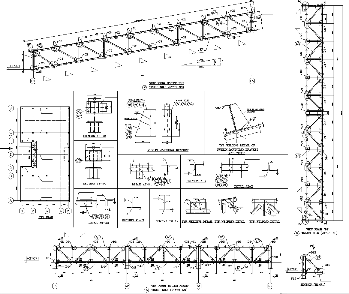 Steel Truss Structure Details,Steel Structure CAD,Truss building,Truss Structure Design