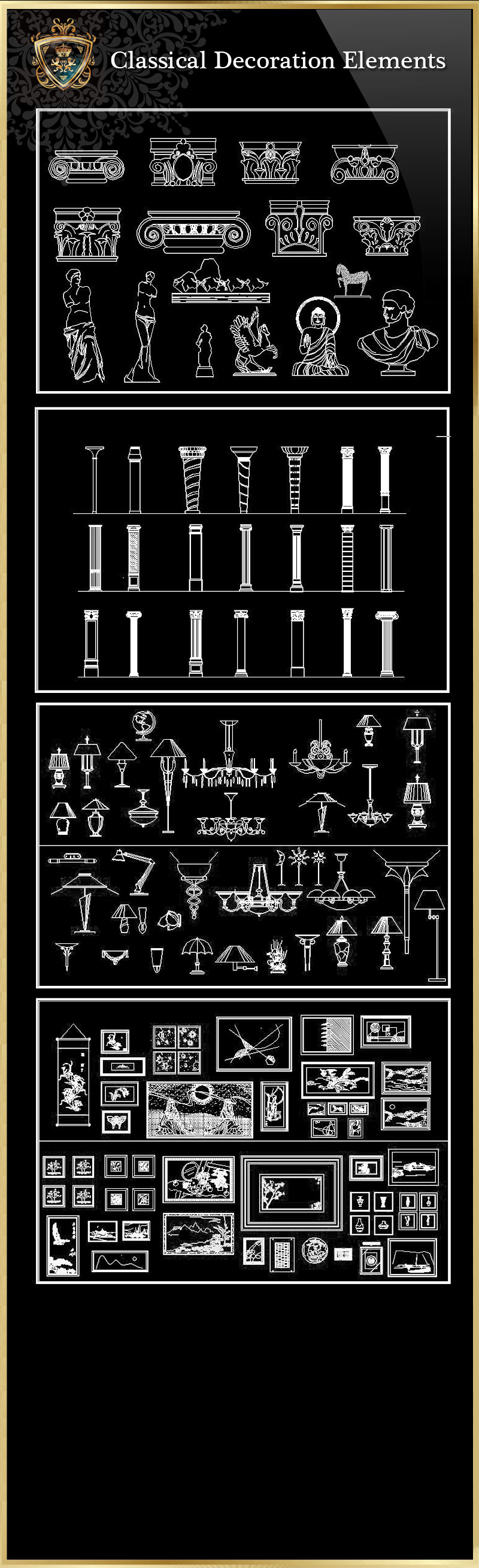 ★【Classical Decoration Elements 01】Luxury home, Luxury Villas, Luxury Palace, Architecture Ornamental Parts, Decorative Inserts & Accessories, Handrail & Stairway Parts, Outdoor House Accessories, Euro Architectural Components, Arcade